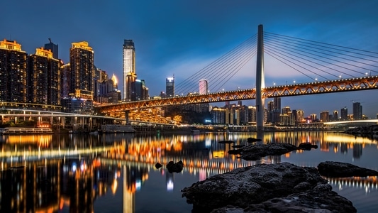 夜景-重庆-洪崖洞-夜景-桥 图片素材