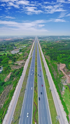 航拍-天府大道-道路-泊油路-风景 图片素材