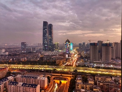 蓝-城市-华为手机-建筑-建筑物 图片素材