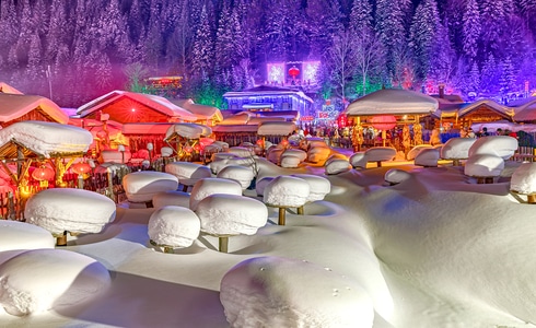 你好2020-木屋-数字艺术大赛图像组-冰雪-冬天 图片素材