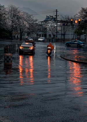 街拍-雨夜-道路-马路-汽车 图片素材