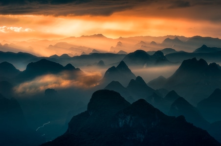 风光-桂林-日出-山-自然 图片素材