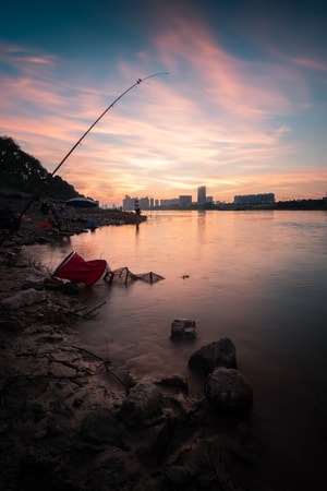 夕阳-广角-垂钓-色彩-尼康 图片素材