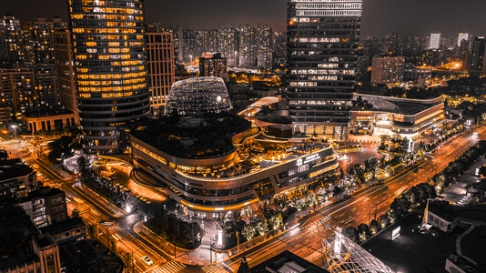 上海市-航拍-你好2020-魔都黄金时刻-夜景 图片素材