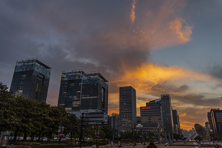 上海市-航拍-魔都黄金时刻-城市-城市风光 图片素材