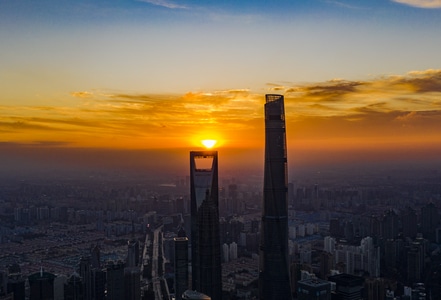 魔都黄金时刻-航拍-你好2020-城市-城市风光 图片素材