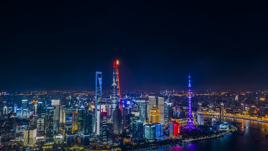 魔都黄金时刻-航拍-你好2020-魔都-城市 图片素材
