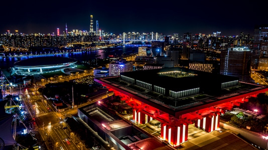 我要上封面-航拍-魔都黄金时刻-城市-世博馆 图片素材