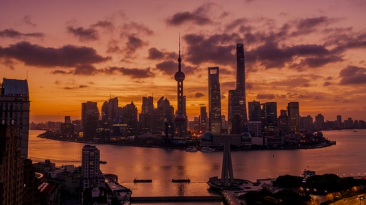 魔都黄金时刻-航拍-你好2020-城市-城市风光 图片素材