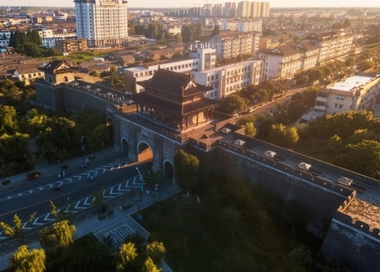 上帝视角-航拍-城市-城市风光-城墙 图片素材