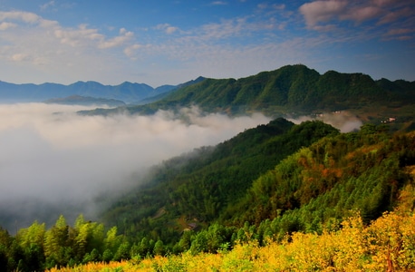 原风影-长宁-双河-蓝天-白云 图片素材