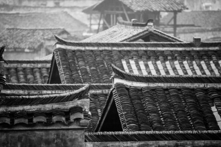 高墙-黑白-瓦片-小青瓦-屋檐 图片素材