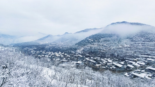风光-雪后-山村-云雾-雪景 图片素材