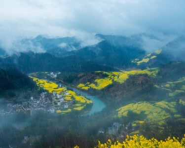 尘世烟火-旅游-雾气-风景-婺源 图片素材