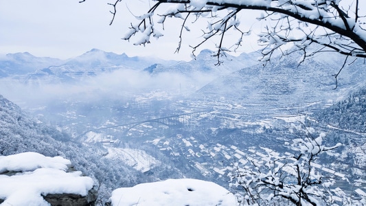 风光-雪后-山村-云雾-雪景 图片素材