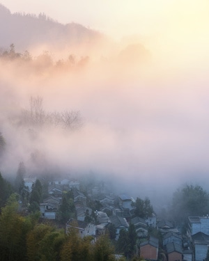 尘世烟火-旅游-雾气-风景-婺源 图片素材