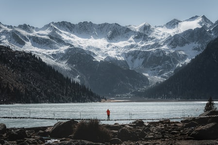 旅行-甘孜-冰湖-雪山-风光 图片素材