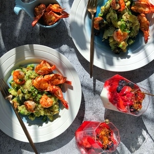 美食-虾-早午餐-浆果-食物 图片素材