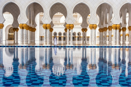 对称美-建筑美学-清真寺-光影-阿布扎比 图片素材