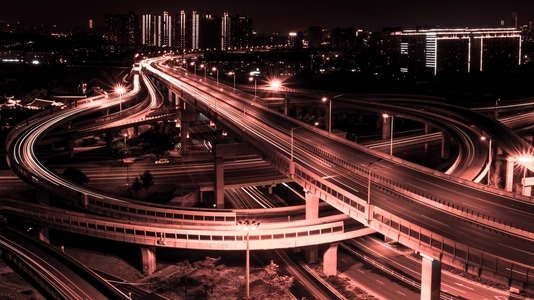 长沙-城市-傍晚-夜晚-桥 图片素材