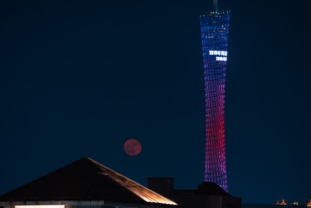 中秋-月出-广州塔-建筑-广州塔 图片素材
