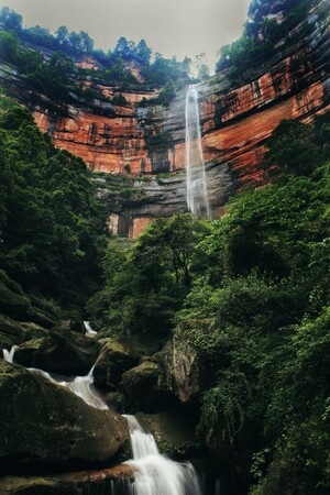 贵州-赤水五指峰-风景-山涧-溪流 图片素材