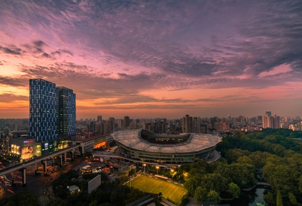 日落-虹口足球场-风景-城市-建筑 图片素材