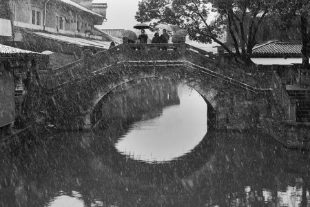 雪景-绍兴-雪-雪景-桥 图片素材