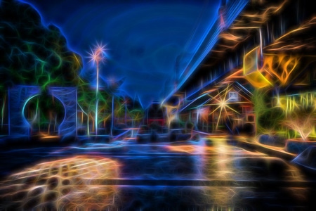 创意园-线之绘-夜景-创意园-高架桥 图片素材