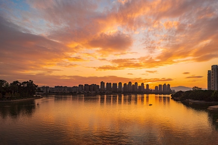 福州-倒影-日落-风景-城市 图片素材