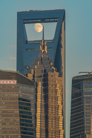 上海-月亮-环金茂-建筑-高楼 图片素材