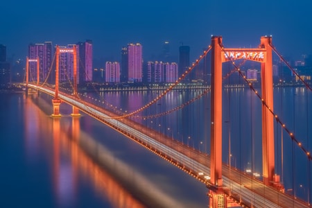 长江大桥-风光-傍晚-夜景-武汉 图片素材