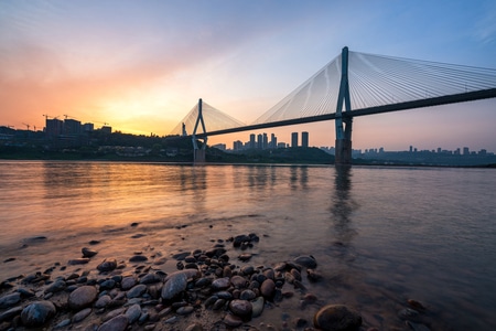城市天际线-江河-桥-城市-风光 图片素材