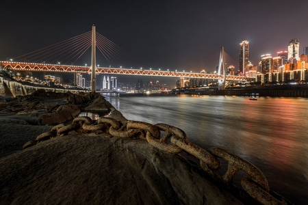 夜晚-城市-风光-桥-江河 图片素材