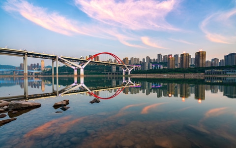 对称美-城市-风光-桥-江河 图片素材