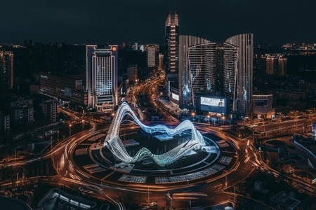 武汉加油-建筑-夜景-光谷-城市 图片素材