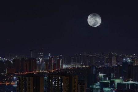 每日一图-环境-2020-夜色-超级月亮 图片素材