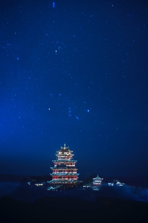 中国风-重庆-夜色-塔楼-古建筑 图片素材