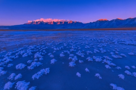 日落-风光-雪山-色彩-冰花 图片素材