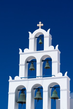 蓝-希腊-教堂钟楼-教堂-钟楼 图片素材