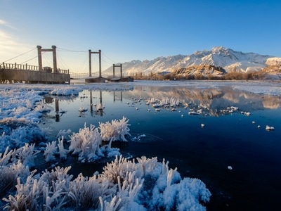 冰雪-日出-倒影-雾凇-河流 图片素材