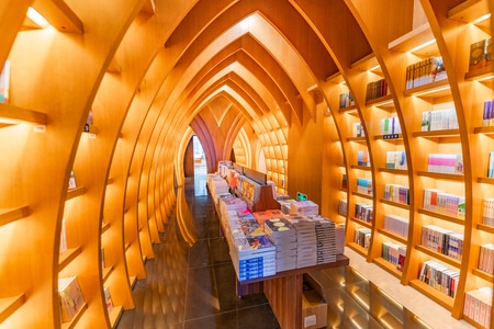 建筑-室内-上海-暖色系-书店 图片素材