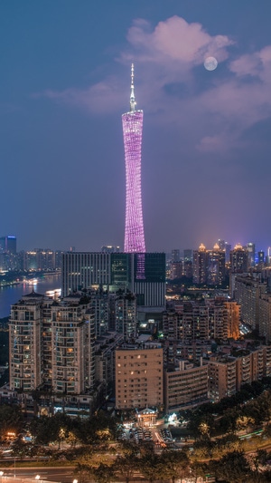 中秋-夜景-城市-广州塔-爬楼 图片素材