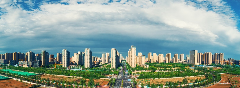唐山市-乌云压顶-城市-建筑-房屋 图片素材