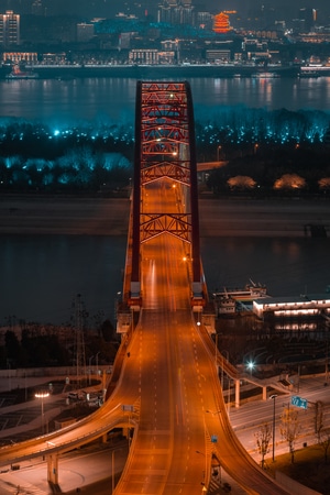 大桥-ins-黑夜-城市-车流 图片素材
