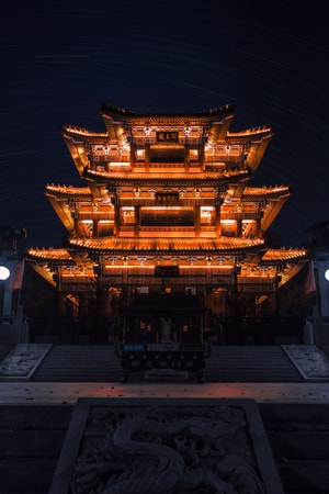 武汉加油-武汉-黑夜-庙宇-古建筑 图片素材