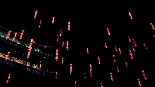 夜景-夜景-灯笼串-红灯笼-房屋 图片素材