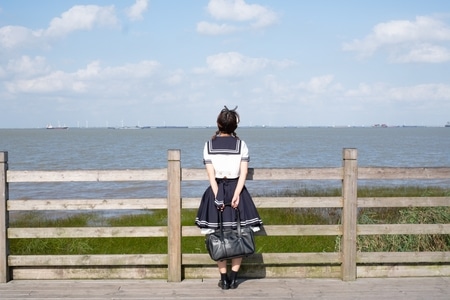 人像-海滩-制服-jk-萝莉 图片素材