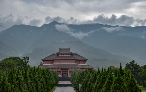 山-云-庙-尼康-风景 图片素材