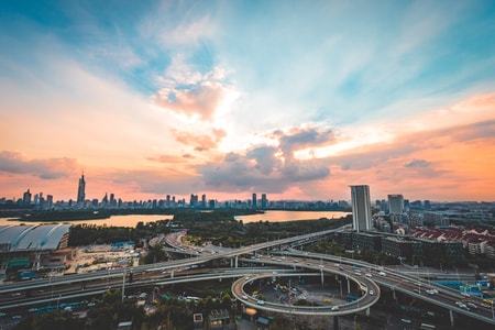 航拍-城市-南京-光影-上帝视角 图片素材